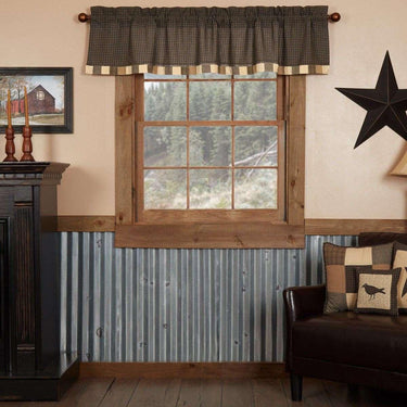 Kettle Grove Valance Curtain Block Border Black, Khaki VHC Brands - The Fox Decor